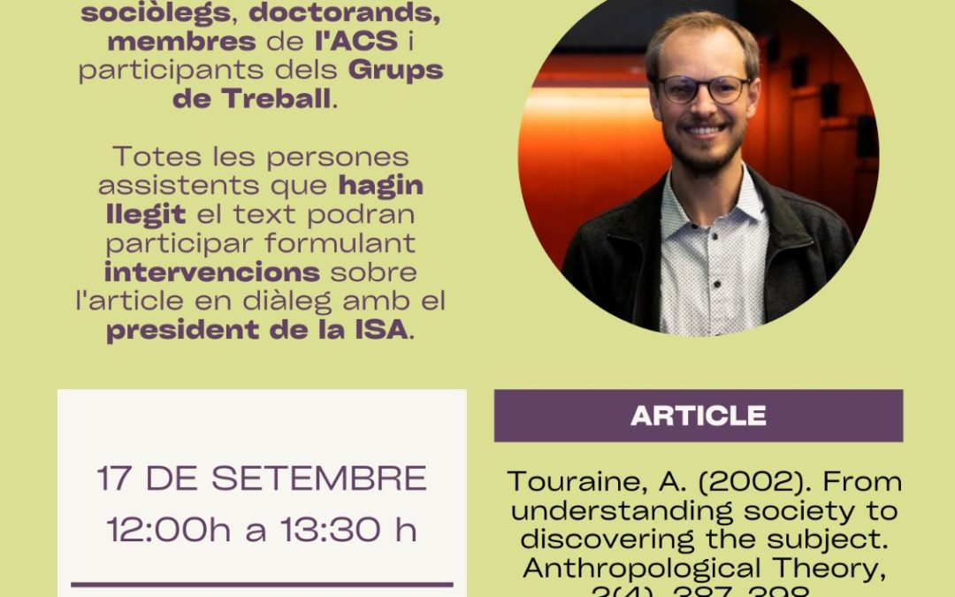 Debat “amb el llibre a la mà”: la Sociologia d’Alain Touraine amb Geoffrey Pleyers